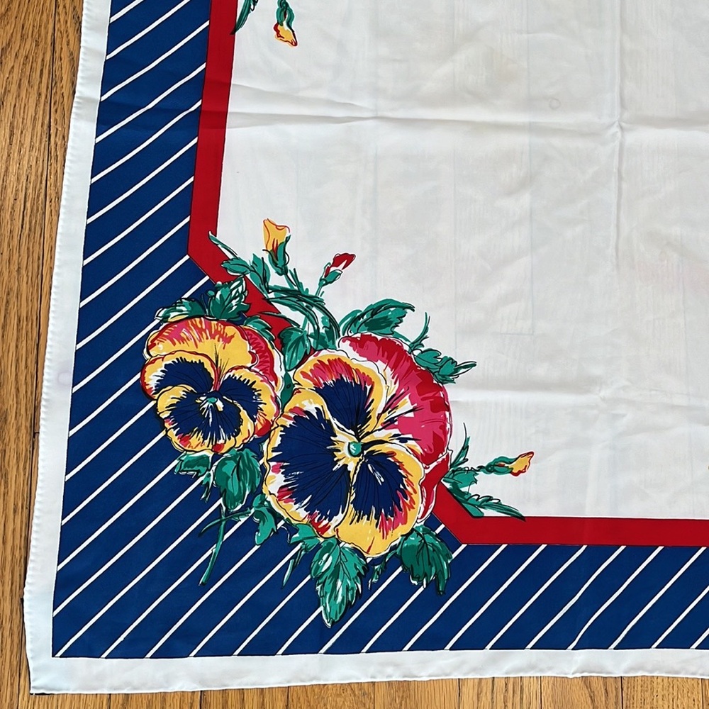 Vintage RAFFERTY Bright Floral Print Head/Neck Scarf~Korea~Polyester~31” Square